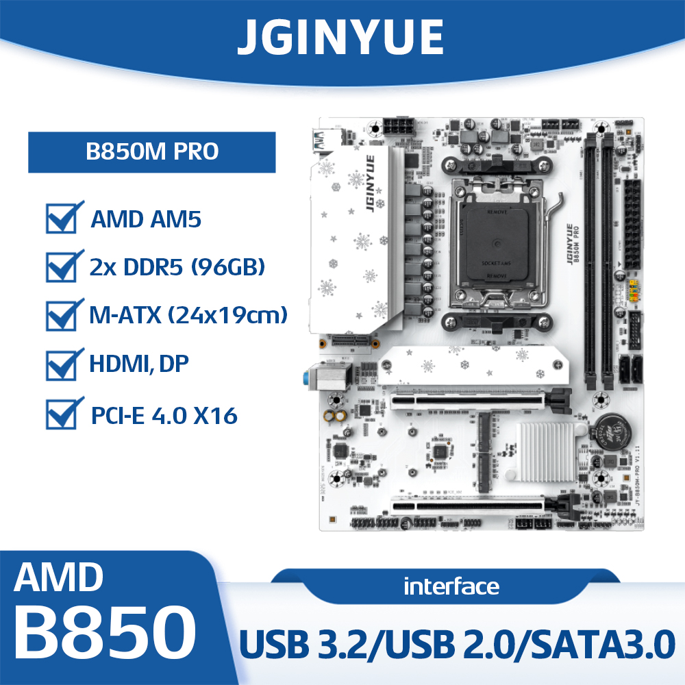 เมนบอร์ด JGINYUE B850M PRO สำห - Am5 Micro Atx Pcie 5.0 Motherboard บทวิจารณ์และราคา