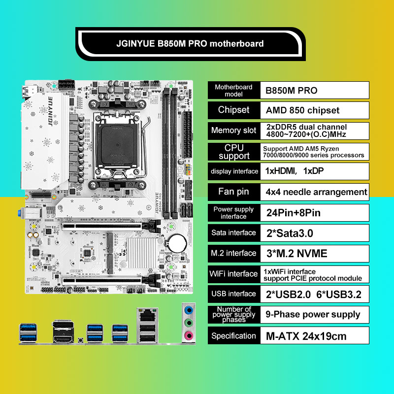 เมนบอร์ด JGINYUE B850M PRO สำห - Am5 Micro Atx Pcie 5.0 Motherboard บทวิจารณ์และราคา