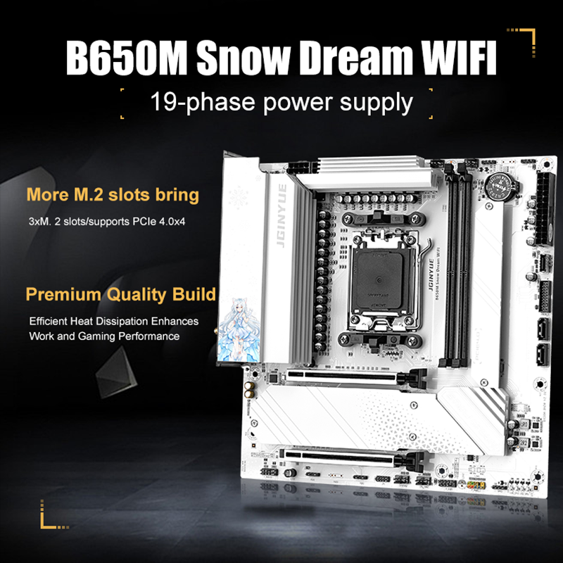 JGINYUE B650M Snow Dream WIFI  - Am5 Micro Atx Pcie 5.0 Motherboard บทวิจารณ์และราคา