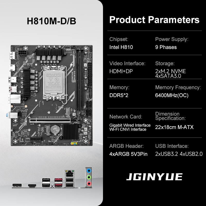JGINYUE H810M-D/B M-ATX เมนบอร - Lga1851 Gaming Motherboard บทวิจารณ์และราคา