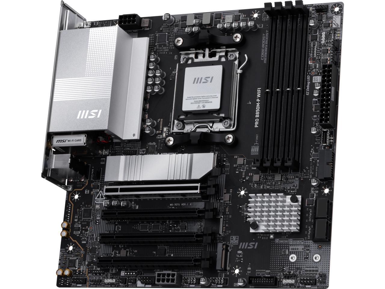 MSI PRO B850M-P WIFI AM5 AMD B - Am5 Micro Atx Pcie 5.0 Motherboard บทวิจารณ์และราคา