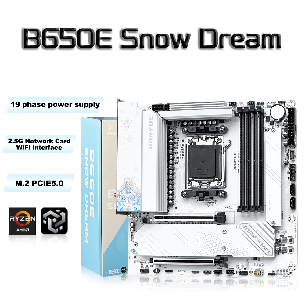 JGINYUE B650E Snow Dream AM5 M - Am5 Micro Atx Pcie 5.0 Motherboard บทวิจารณ์และราคา